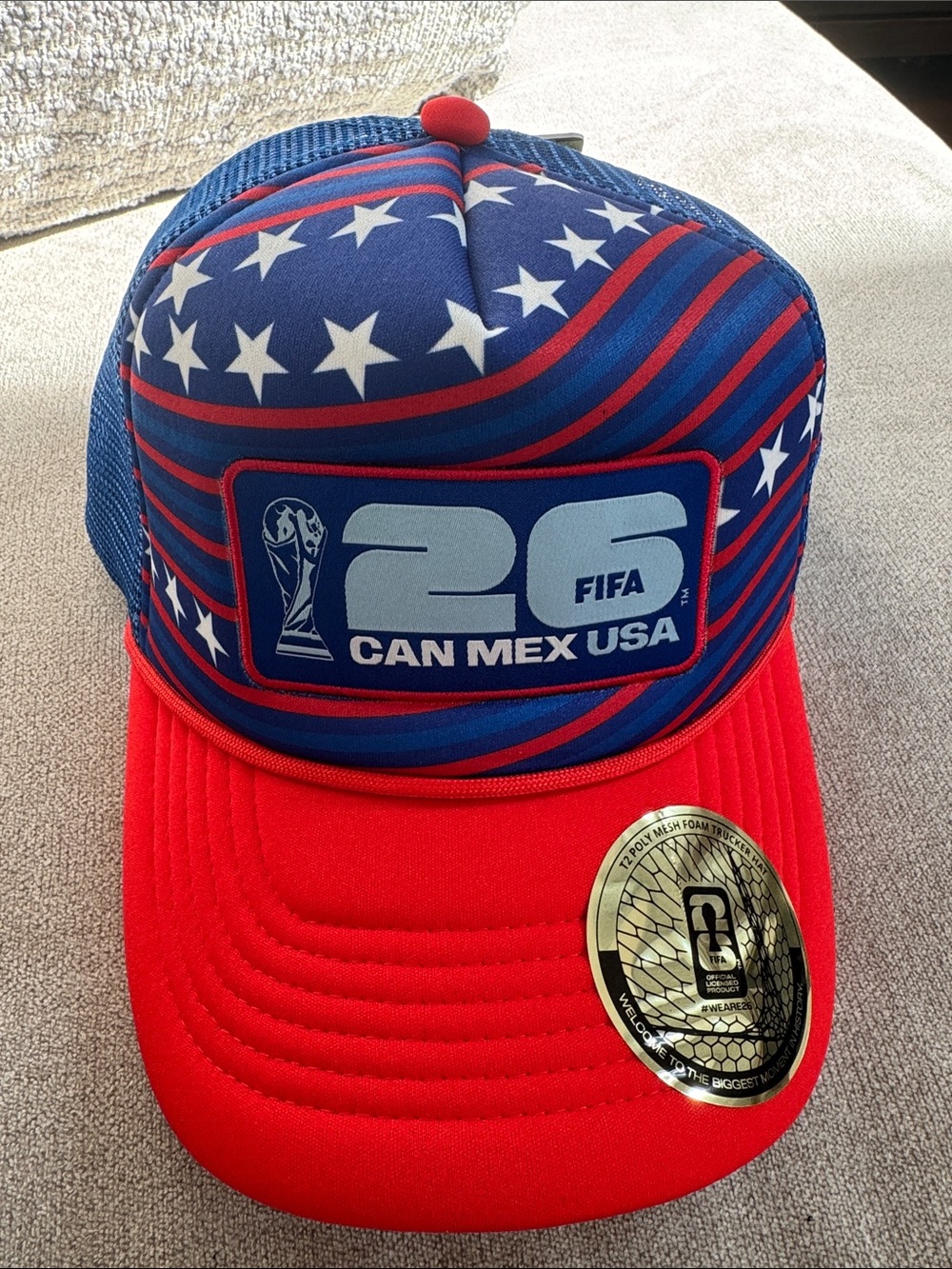 Patriotic FIFA 2026 CAN MEX USA Futbol Soccer Trucker Hat - Picture 1 of 8